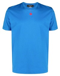 T-shirt girocollo stampata blu di DSQUARED2