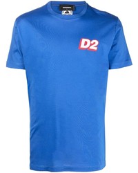 T-shirt girocollo stampata blu di DSQUARED2
