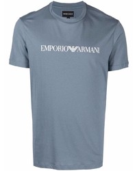 T-shirt girocollo stampata blu di Ea7 Emporio Armani