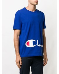 T-shirt girocollo stampata blu di Champion