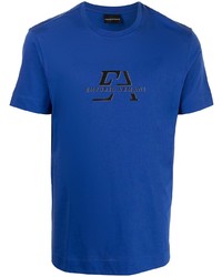 T-shirt girocollo stampata blu di Emporio Armani