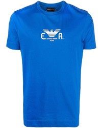 T-shirt girocollo stampata blu di Emporio Armani