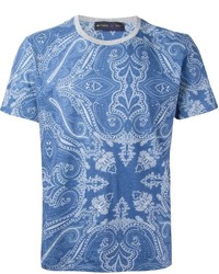 T-shirt girocollo stampata blu di Etro