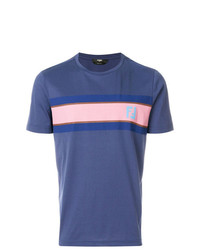 T-shirt girocollo stampata blu di Fendi