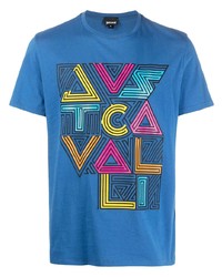 T-shirt girocollo stampata blu di Just Cavalli