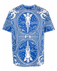 T-shirt girocollo stampata blu di Just Don