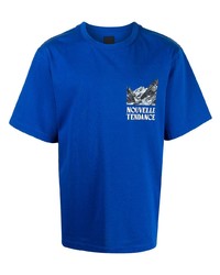 T-shirt girocollo stampata blu di Juun.J