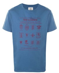 T-shirt girocollo stampata blu di Kent & Curwen