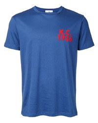 T-shirt girocollo stampata blu di Kent & Curwen