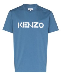 T-shirt girocollo stampata blu di Kenzo