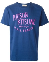 T-shirt girocollo stampata blu di Kitsune