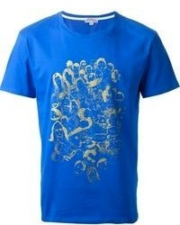 T-shirt girocollo stampata blu di Kitsune