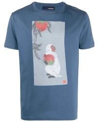 T-shirt girocollo stampata blu di Lardini