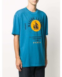 T-shirt girocollo stampata blu di Lanvin