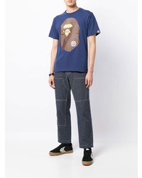 T-shirt girocollo stampata blu di A Bathing Ape