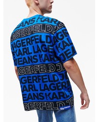 T-shirt girocollo stampata blu di KARL LAGERFELD JEANS