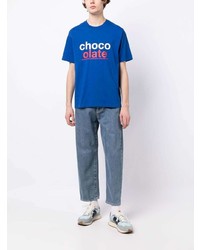 T-shirt girocollo stampata blu di Chocoolate