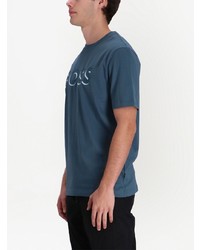 T-shirt girocollo stampata blu di BOSS