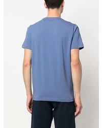 T-shirt girocollo stampata blu di Corneliani