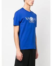 T-shirt girocollo stampata blu di Versace