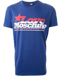 T-shirt girocollo stampata blu di Love Moschino