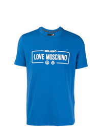 T-shirt girocollo stampata blu di Love Moschino
