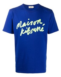 T-shirt girocollo stampata blu di MAISON KITSUNÉ
