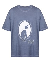 T-shirt girocollo stampata blu di Maison Margiela