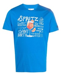 T-shirt girocollo stampata blu di MC2 Saint Barth