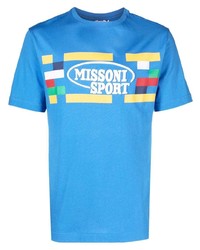 T-shirt girocollo stampata blu di Missoni