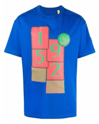 T-shirt girocollo stampata blu di Moncler