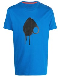 T-shirt girocollo stampata blu di Moose Knuckles
