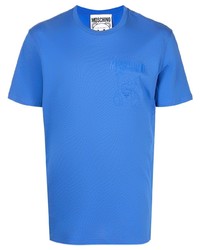 T-shirt girocollo stampata blu di Moschino