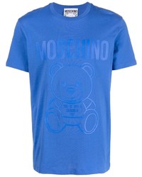 T-shirt girocollo stampata blu di Moschino