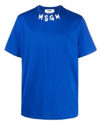 T-shirt girocollo stampata blu di MSGM
