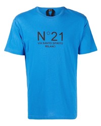 T-shirt girocollo stampata blu di N°21