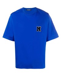 T-shirt girocollo stampata blu di Neil Barrett