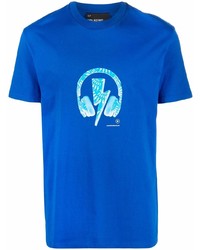 T-shirt girocollo stampata blu di Neil Barrett