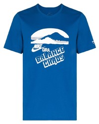 T-shirt girocollo stampata blu di Nike