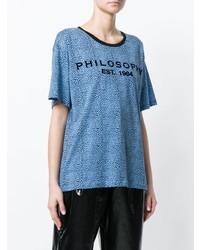 T-shirt girocollo stampata blu di Philosophy di Lorenzo Serafini