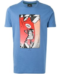 T-shirt girocollo stampata blu di Paul Smith