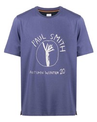 T-shirt girocollo stampata blu di Paul Smith