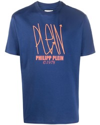 T-shirt girocollo stampata blu di Philipp Plein