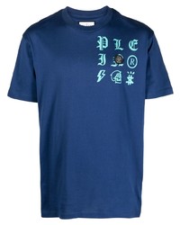 T-shirt girocollo stampata blu di Philipp Plein