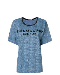 T-shirt girocollo stampata blu di Philosophy di Lorenzo Serafini