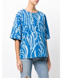 T-shirt girocollo stampata blu di La Doublej