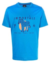 T-shirt girocollo stampata blu di PS Paul Smith