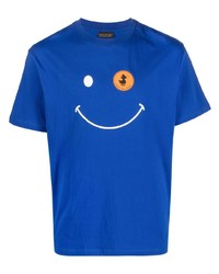 T-shirt girocollo stampata blu di Save The Duck