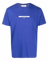 T-shirt girocollo stampata blu di Stone Island