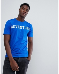 T-shirt girocollo stampata blu di troy